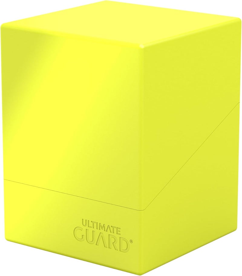 Ultimate Guard صندوق بوالدر الصلب 100+، علبة سطح لـ 100 بطاقة TCG مزدوجة الأكمام، أصفر نيون، تخزين آمن ودائم لألعاب بطاقات التداول، بدون شفافية - Image 1